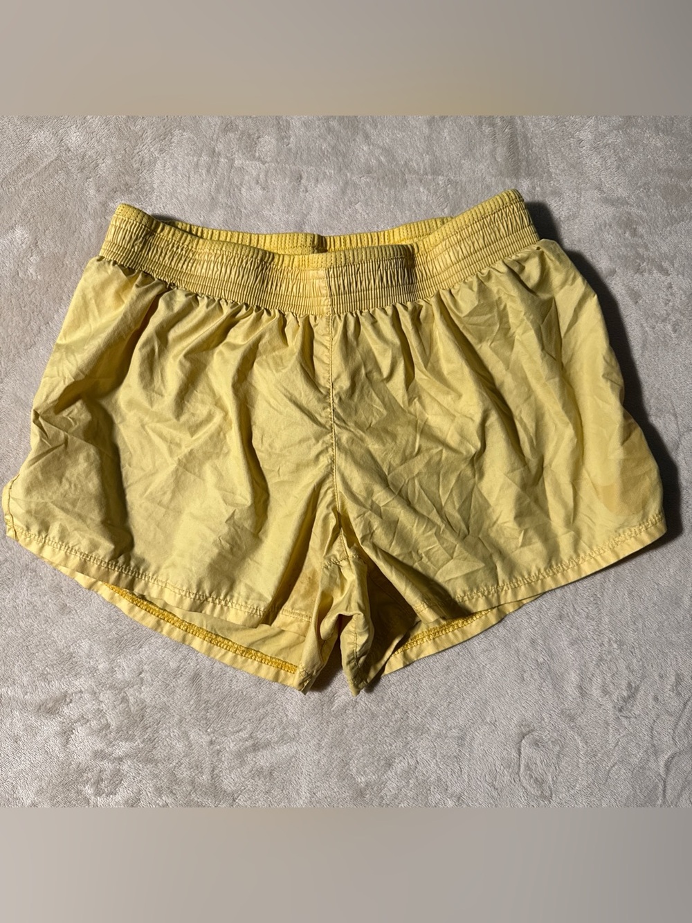 Nike Pale Yellow Training Shorts with Grey Swoosh